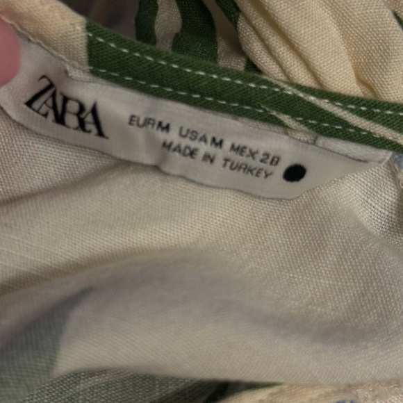 Zara Cream Backless Dress with Green and Blue Floral Design Medium - Picture 5 of 7